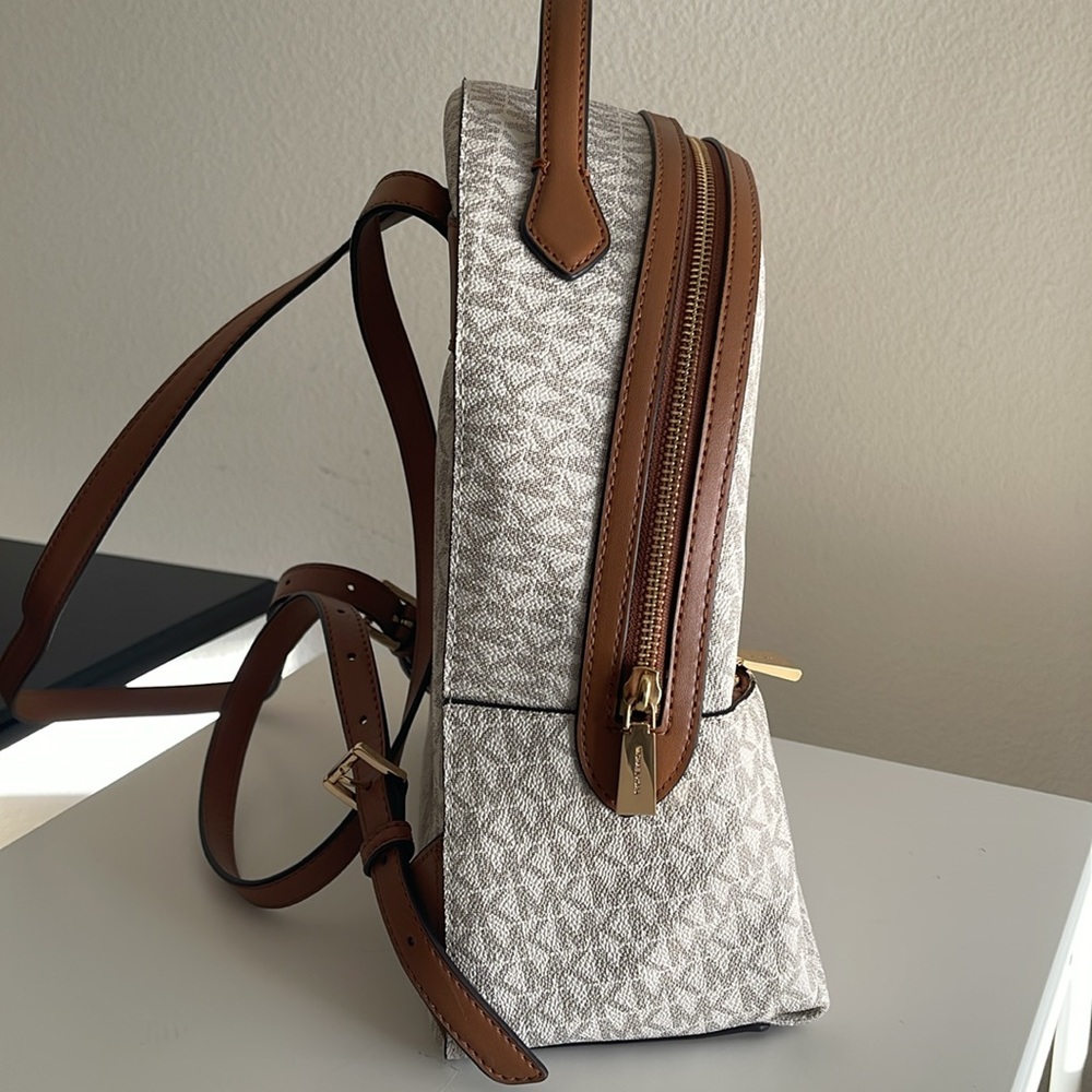 Michael Kors Cream and Tan Logo Backpack - Picture 4 of 11